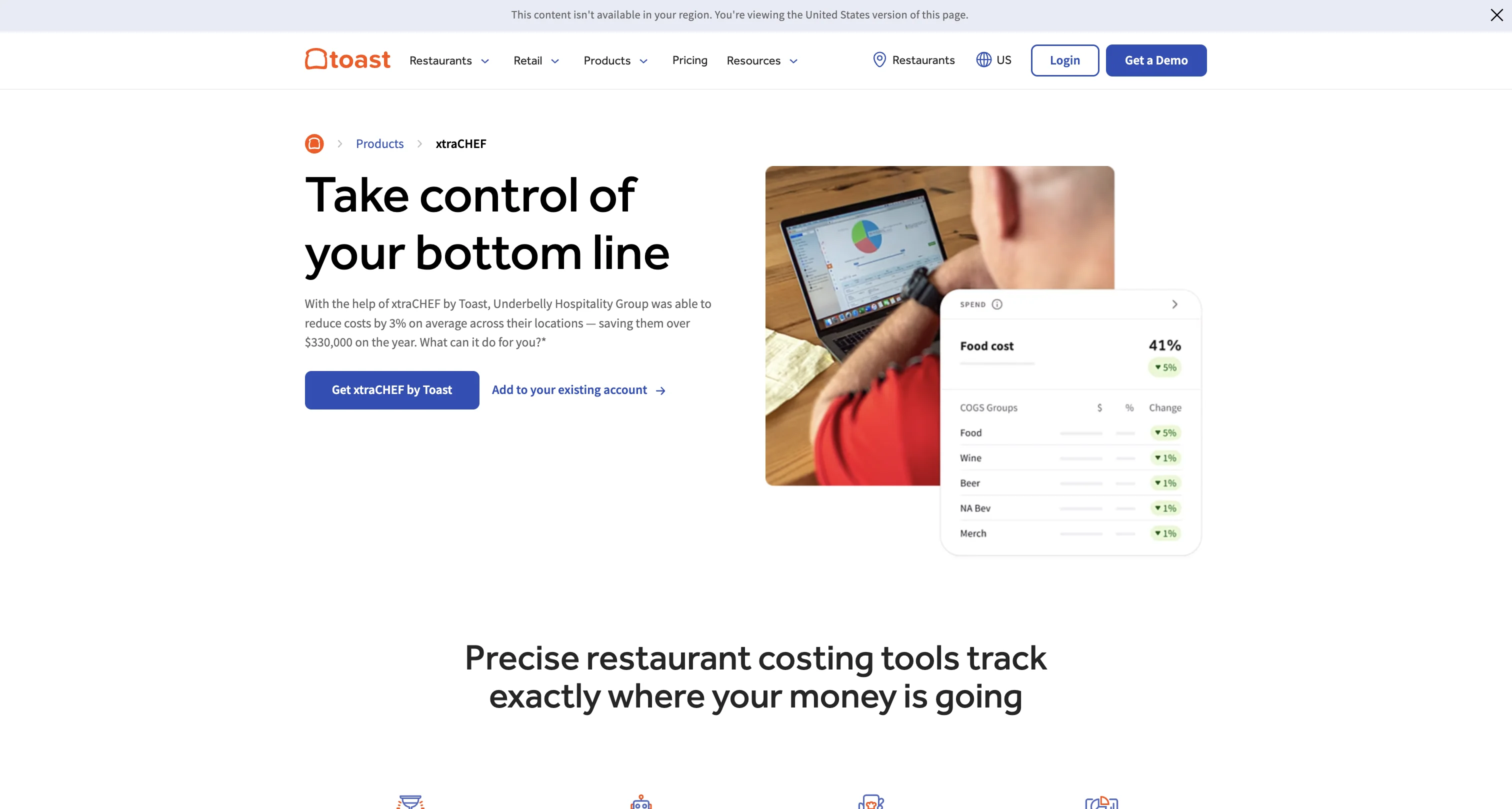 xtraCHEF by Toast product page